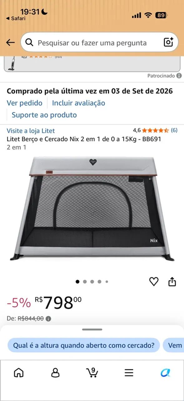 BERÇO LITE 3 EM 1