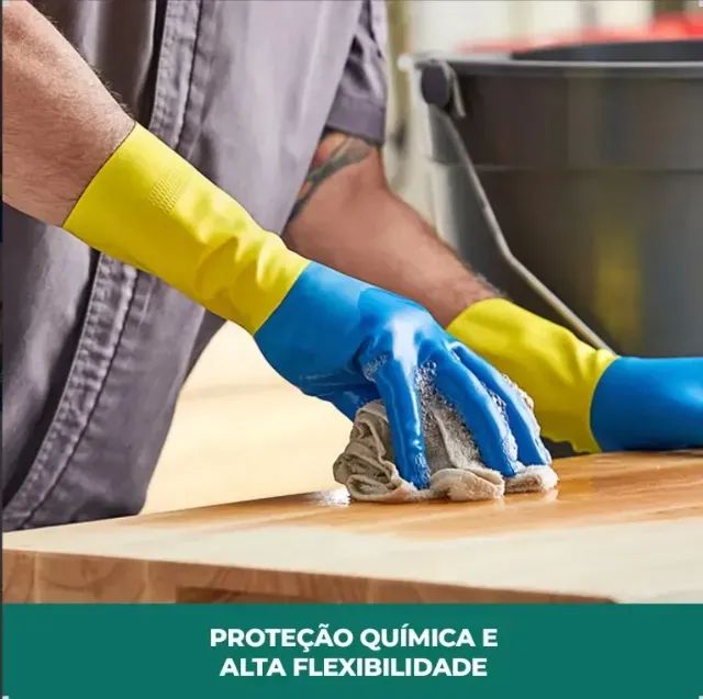 LUVA NFLEX TAM G (9) LATEX NEOPRENE BICOLOR AMARELA-AZUL FLOCADA PR  MEDIX  CA 49.127 - Foto 2