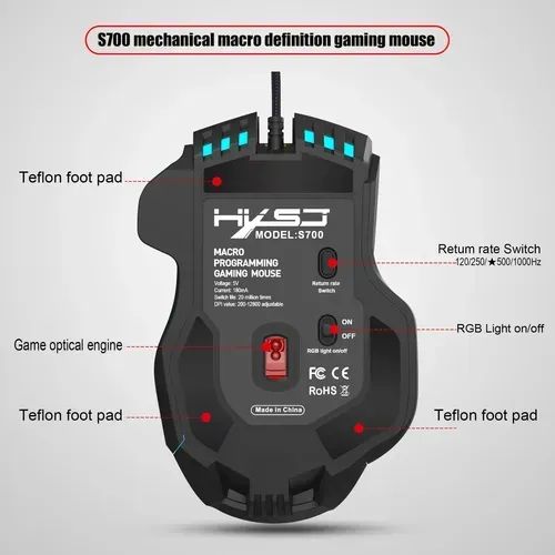 Mouse HXSJ S700 12800dpi  RGB - Foto 6