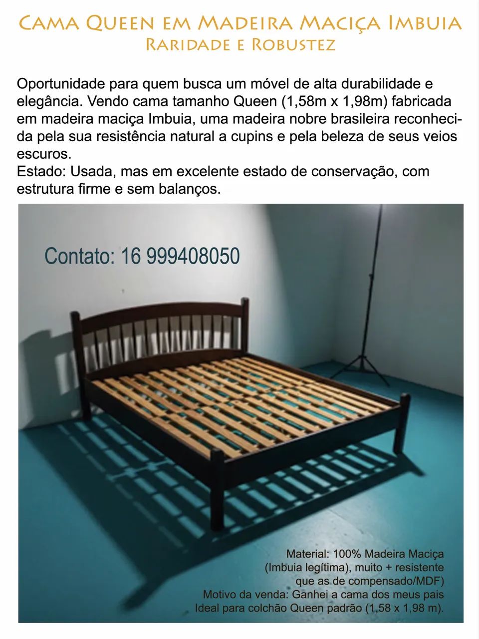 Cama em Imbuia Queen Linda
