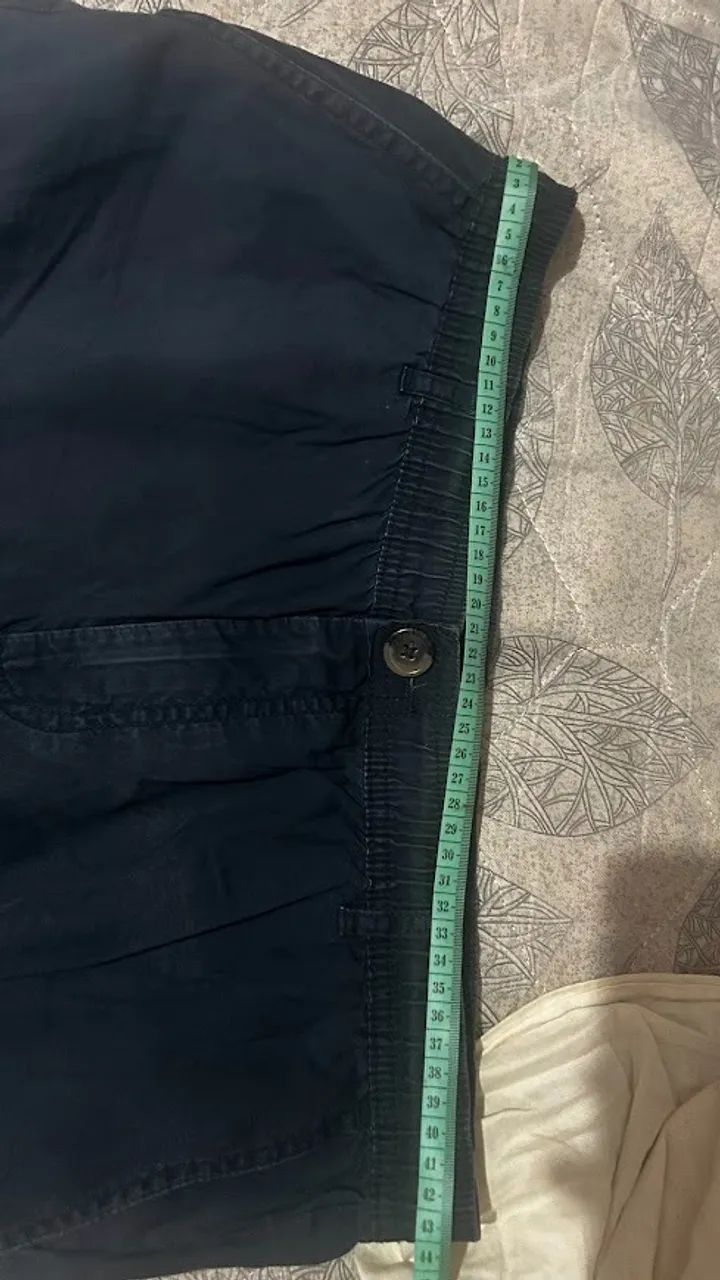 Short Cargo Azul Marinho - Manequim 38-40 com Elastano e Cordão - Foto 2