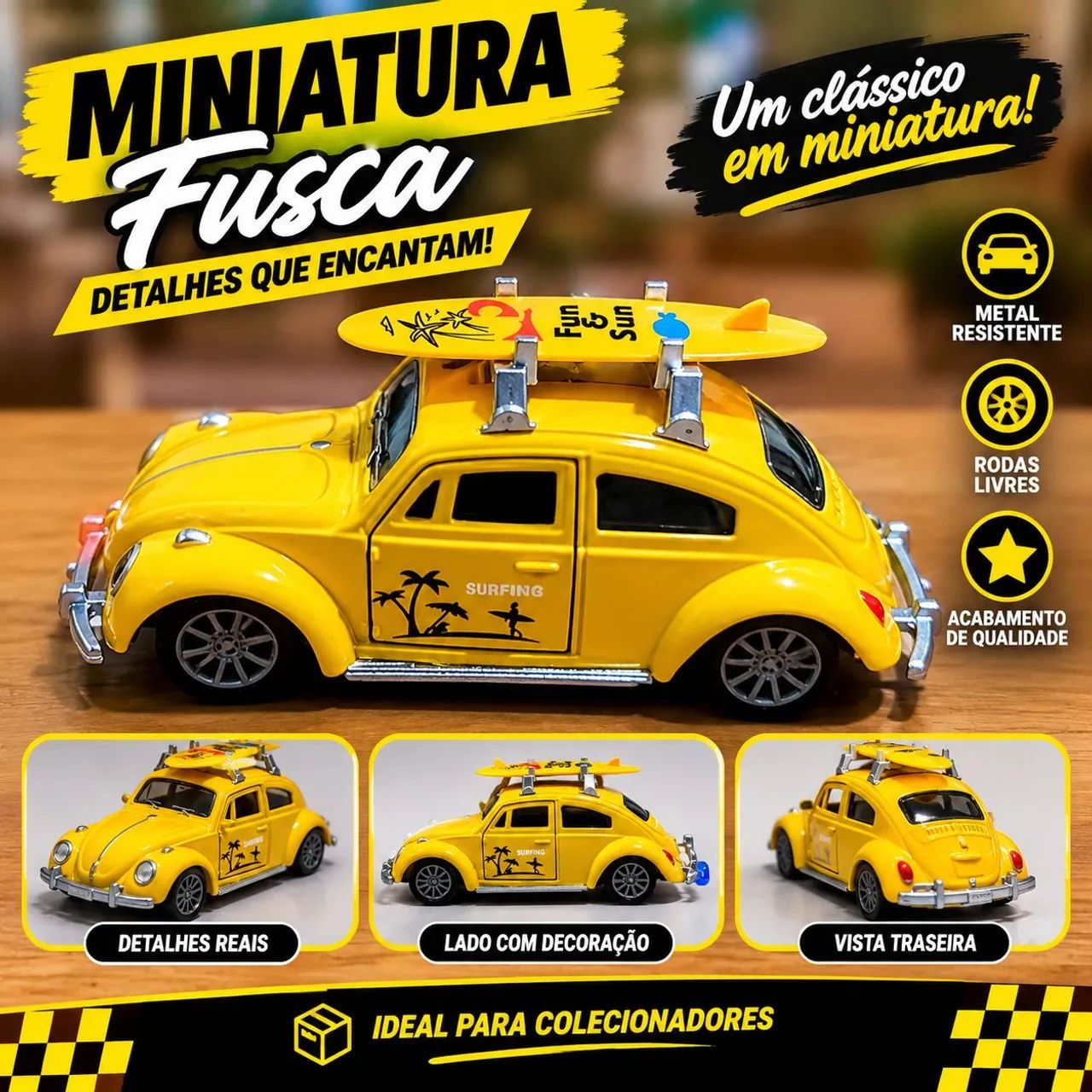 MINIATURA FUSCA CLÁSSICO - AMARELO