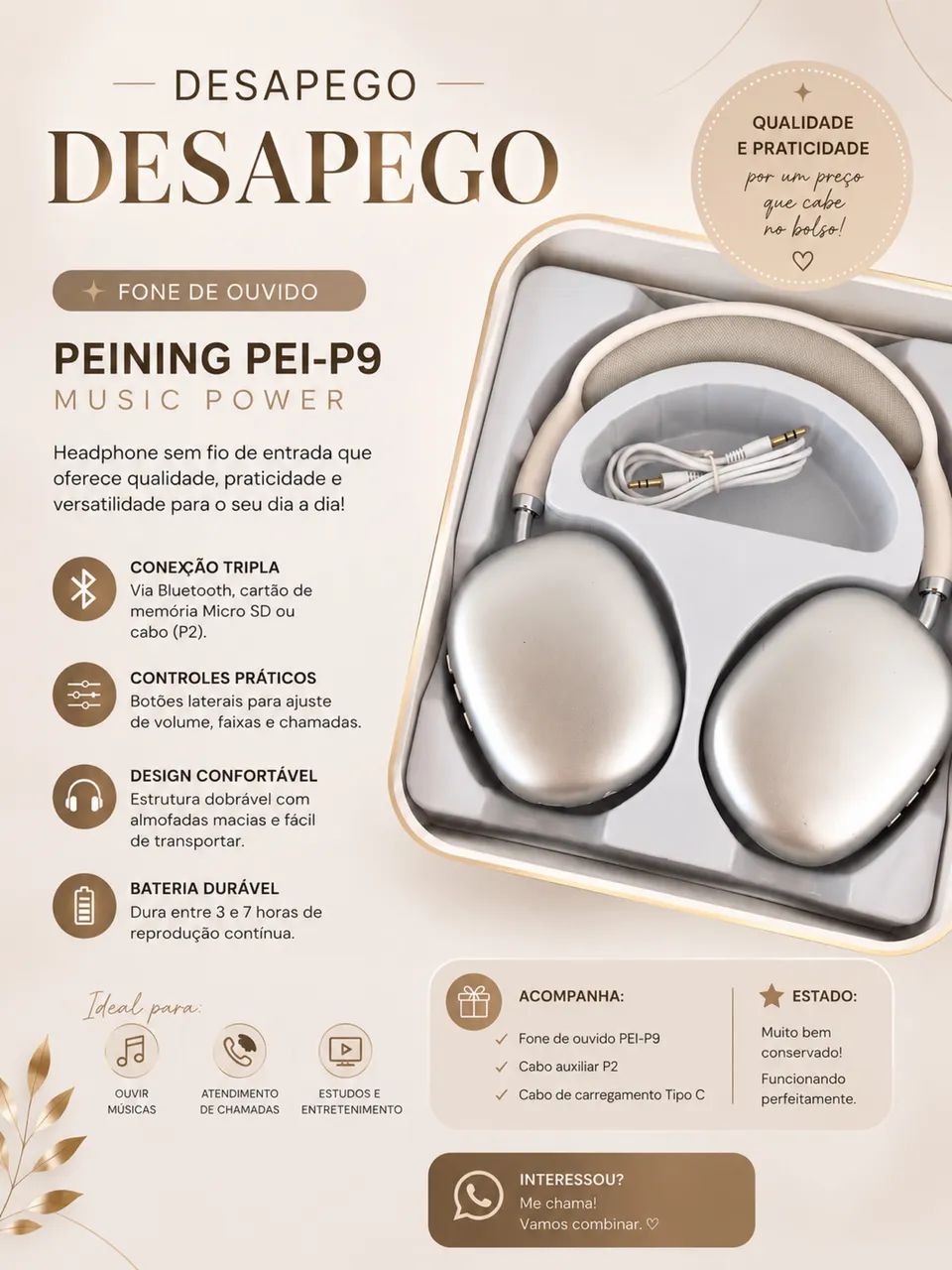 Fone de ouvido - PEINING PEI-P9