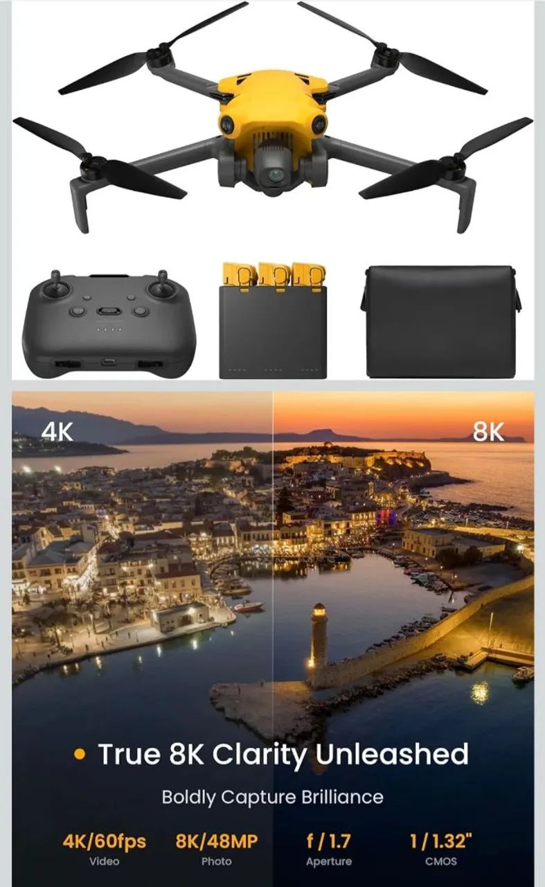 Drone SKYROVER X1 Combo câmera 4k e 8k, 249g, transmissão15km 