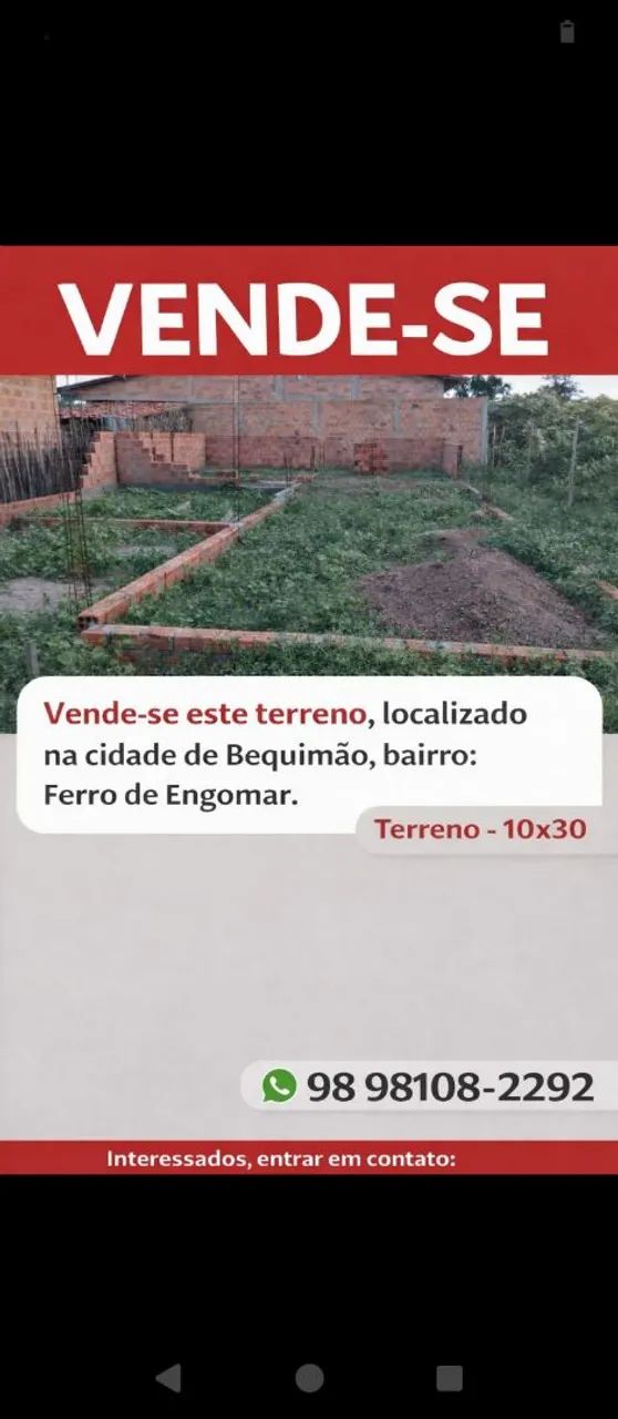 Vendo terreno com construção 
