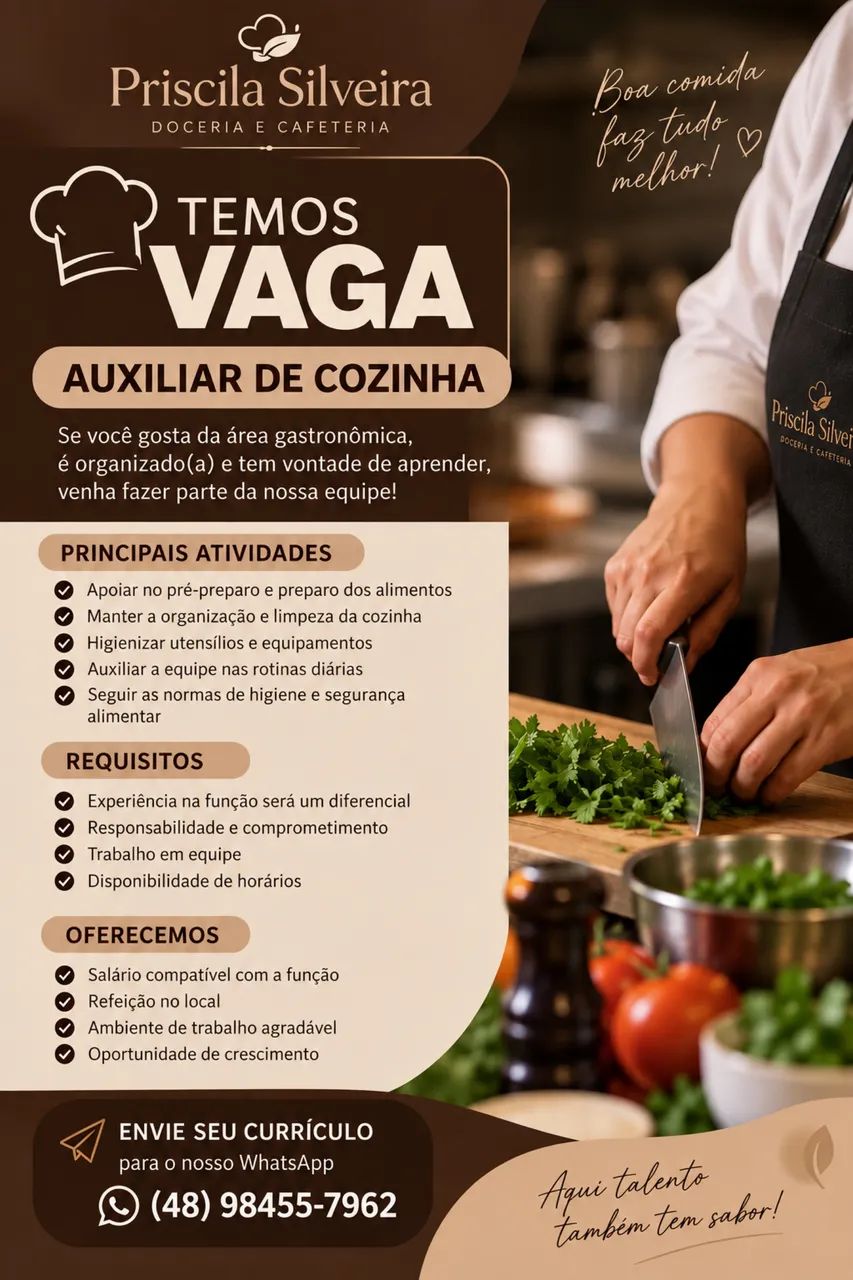 Vaga auxiliar de cozinha