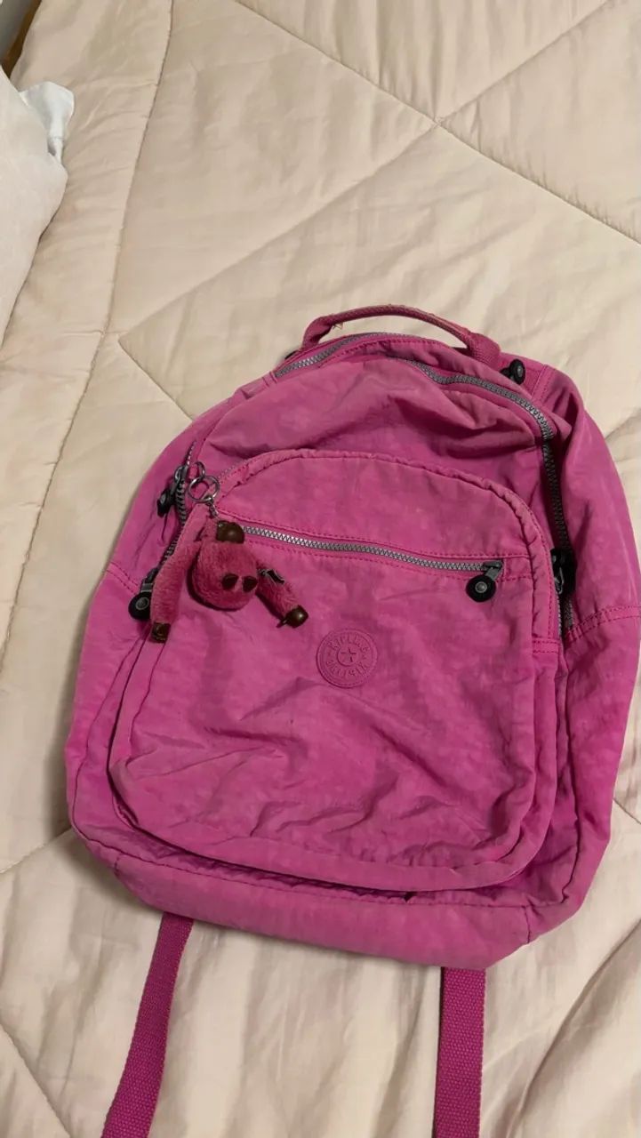 Mochila Kipling Seoul Original Rosa com Compartimento para Notebook