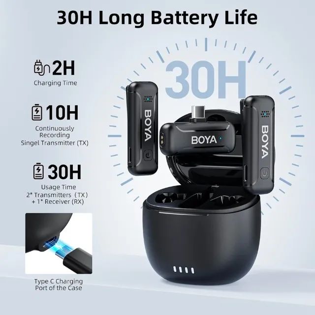 Microfone de Lapela Boya Usb C Preto - Foto 4