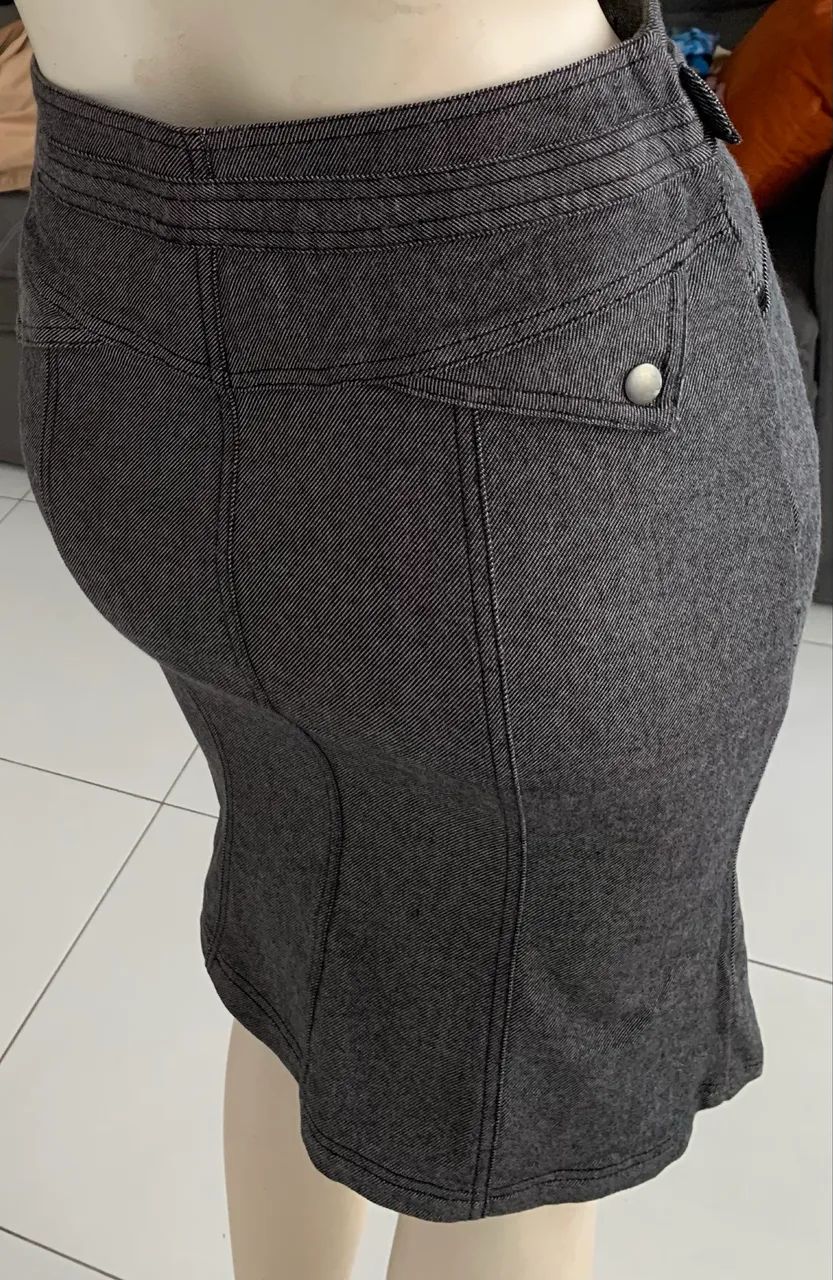 Saia Jeans Bolsos Com Zíper  - Foto 2
