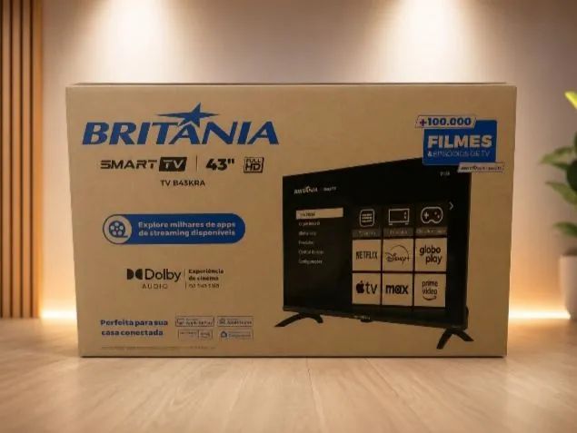 SMART TV BRITÂNIA 43 POLEGADAS NOVA LACRADA COM NOTA FISCAL 
