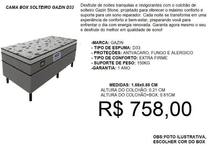 Colchão + box - compre hoje e receba em até 72 horas 
