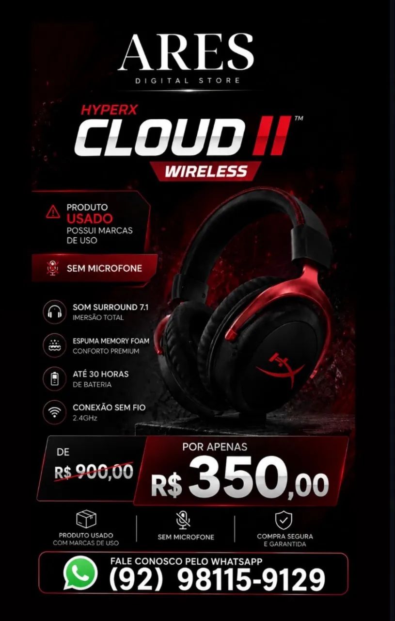 FONE HYPERX CLOUD II  WIRELESS