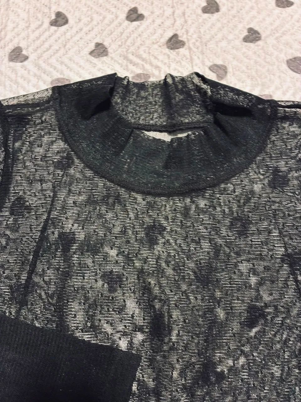 Body Feminino em Tule Transparente - Manga Longa (M) - Foto 3