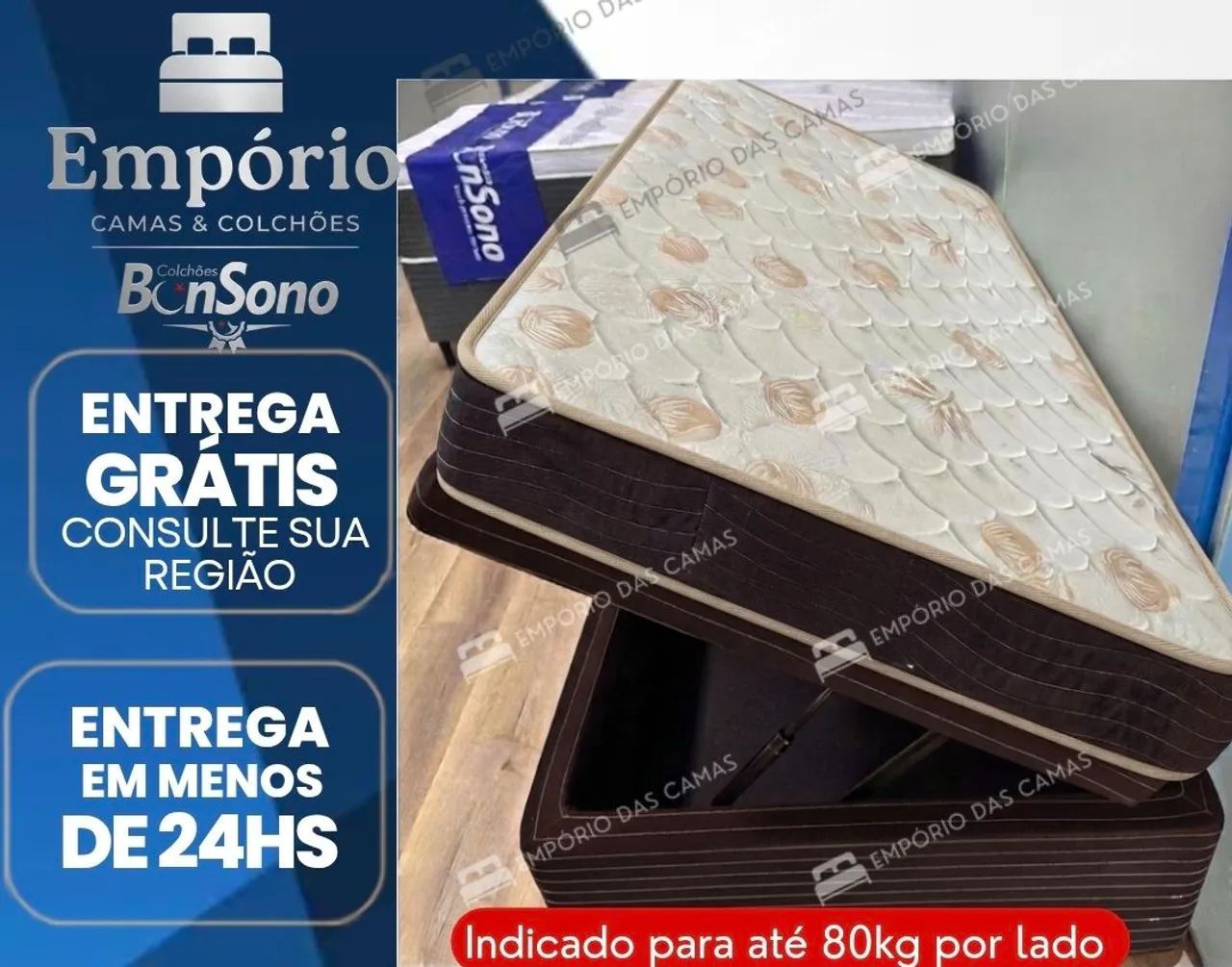 Cama bau D28 espuma base e colchão Bonsono 