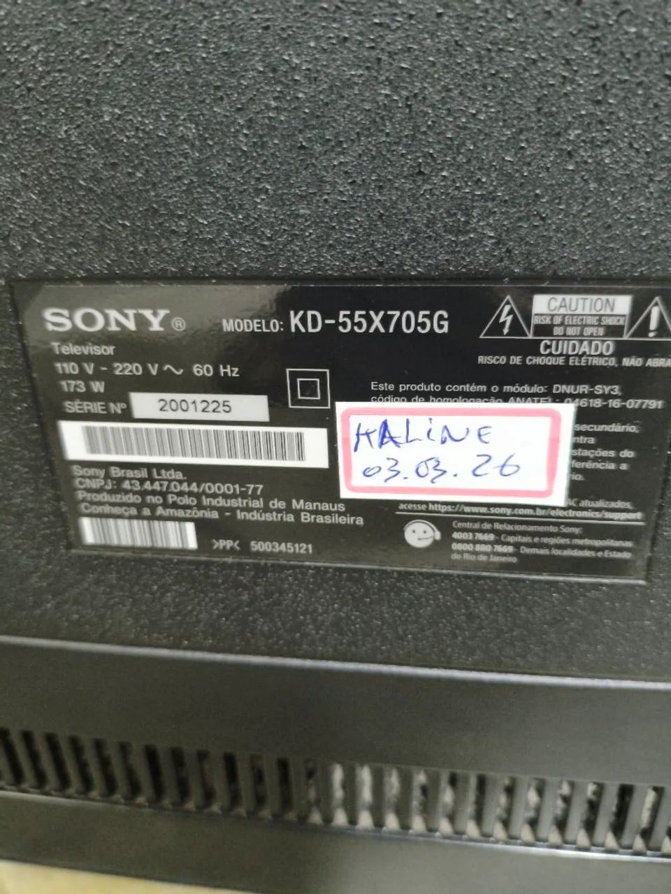 TV sony tela com defeito