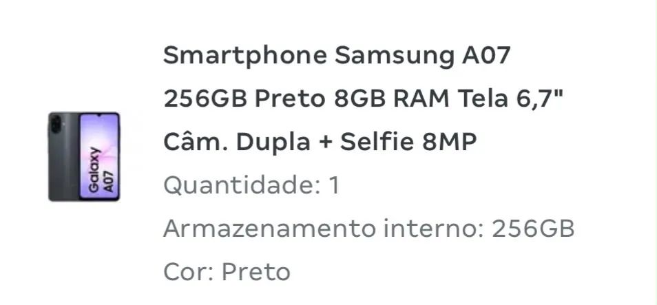 Celular novo Samsung A07