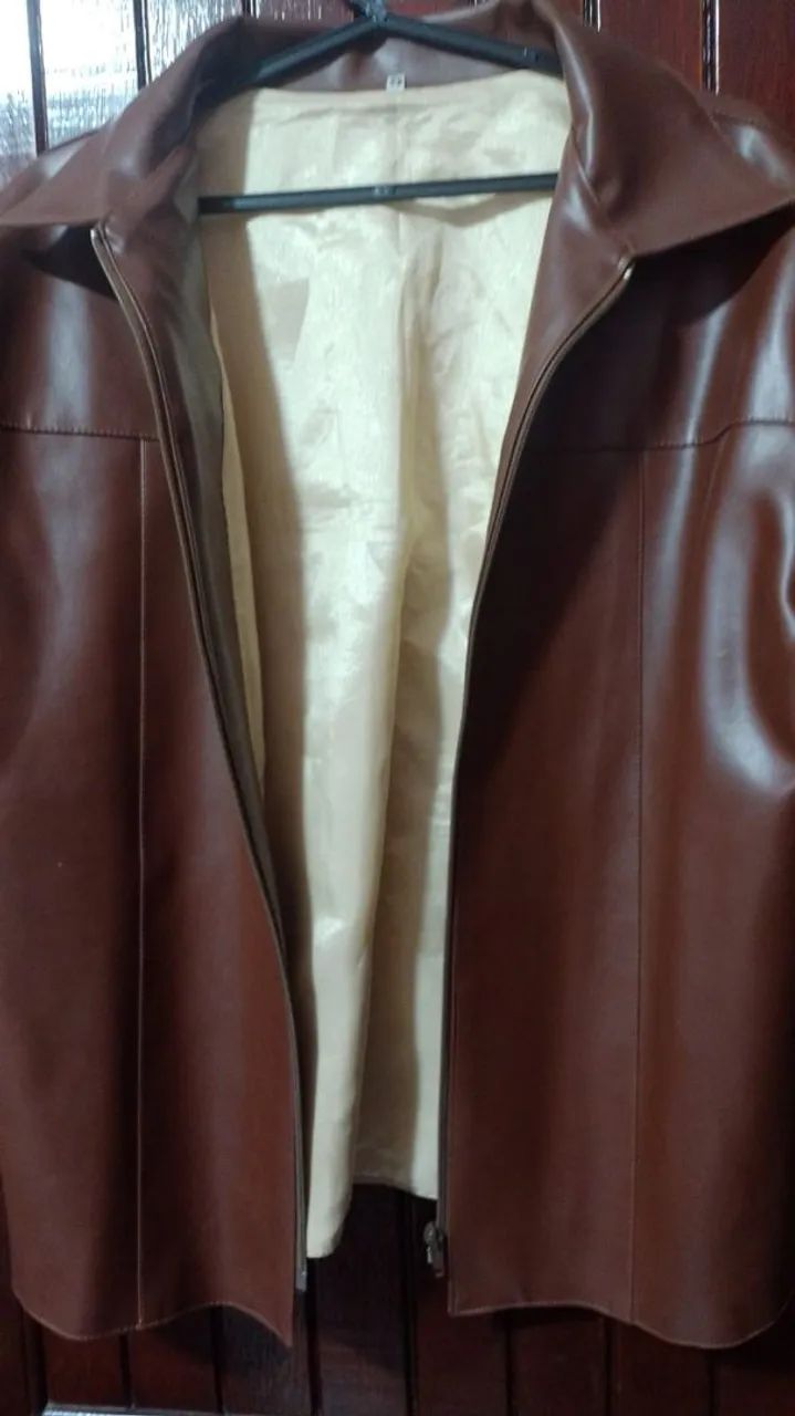 Jaqueta Marron Unixess estilo de couro tamanho G - Foto 2