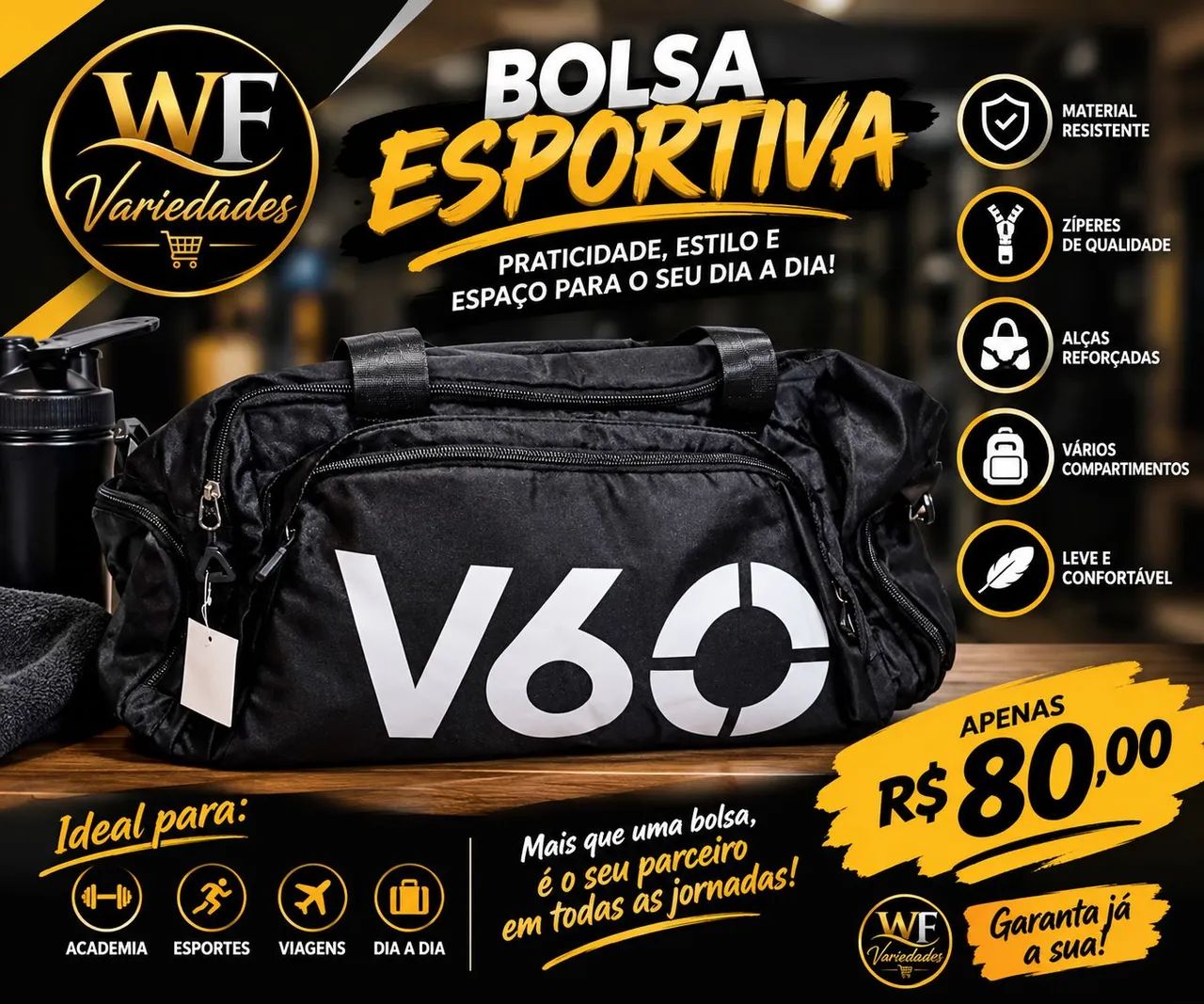 Bolsa esportiva V60 Preta