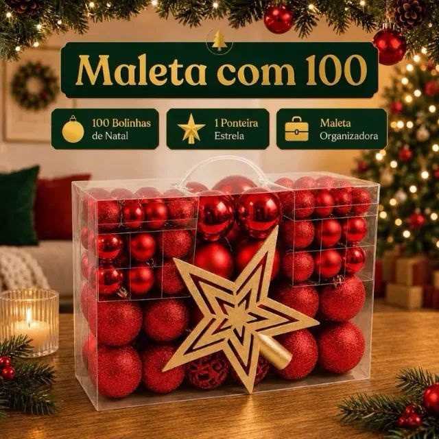 OFERTA - Kit 101 Bolas de Natal + Brinde Estrela brilhantes - Foto 2