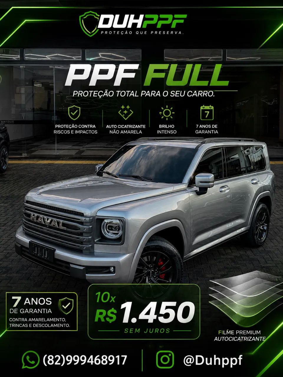 PPF AUTOMOTIVO (película de proteção de pintura) 