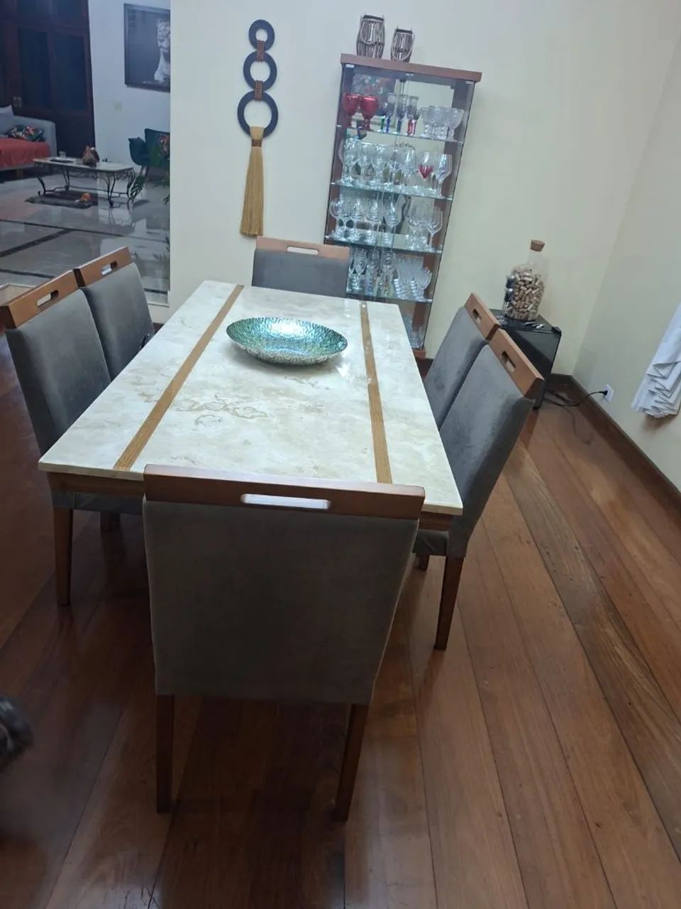 Mesa de jantar 6 cadeiras mármore travertino.Ótimo  estado - Foto 5