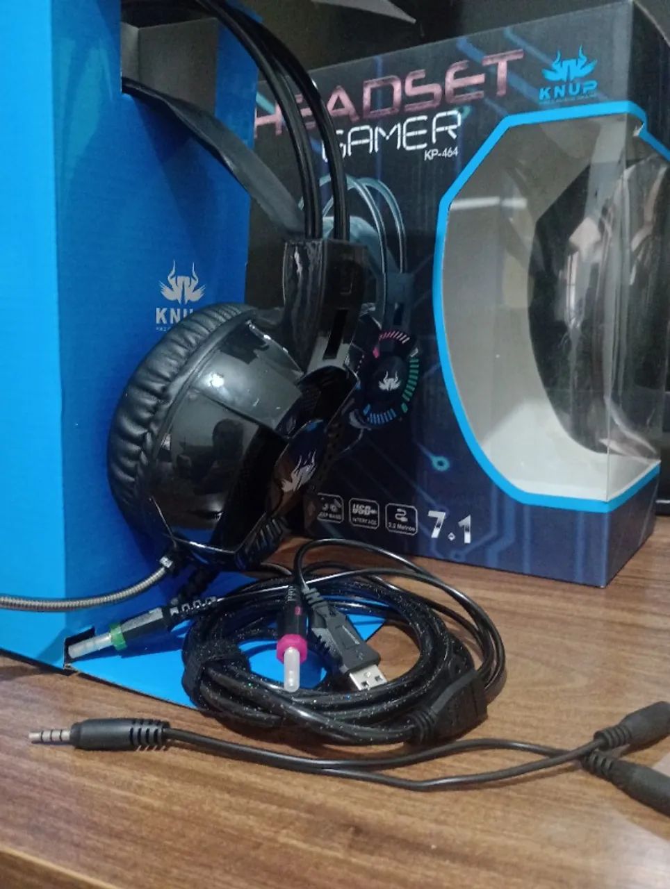 Fone Headset Gamer 7.1, Microfone, Knup KP 464, Com Led. - Foto 5