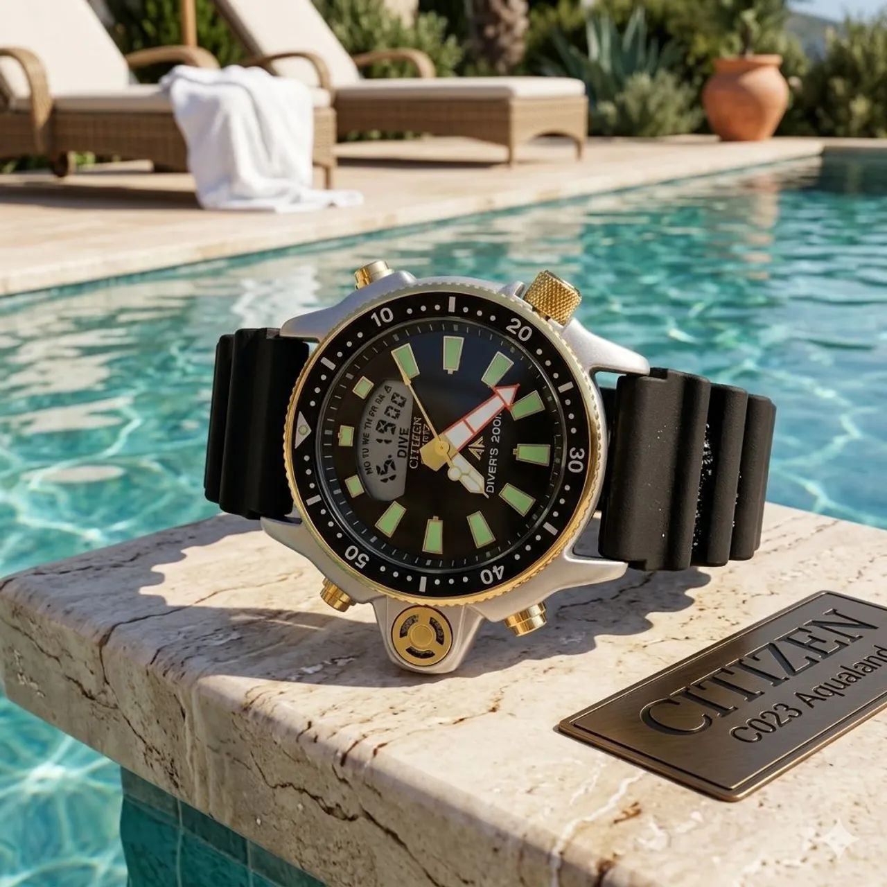 Relógio Aqualand Série Ouro pulseira de borracha um Clássico  - Foto 2