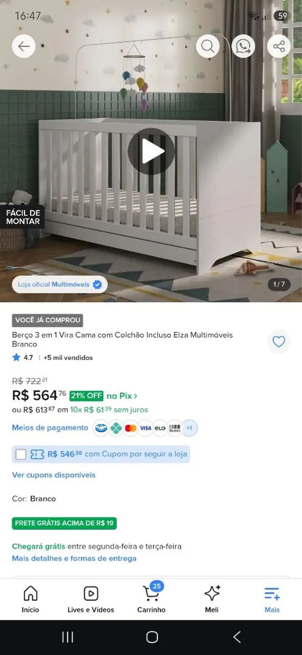 Berço com colchão