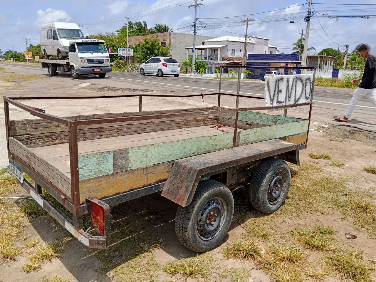 Carretinha dois eixos  longa  3 metros