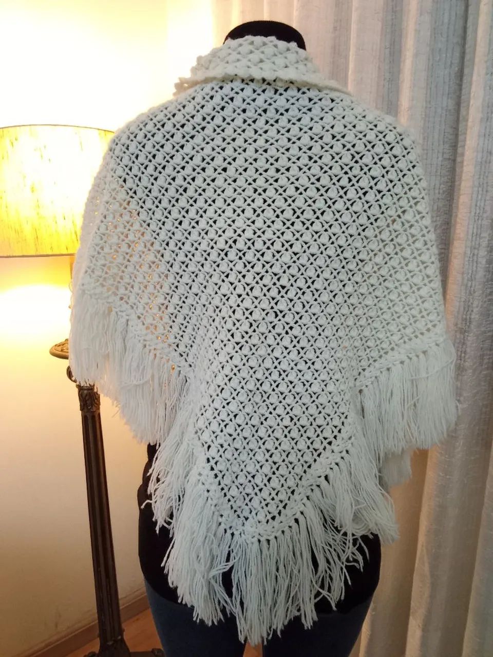 Poncho lã tricô feito a mão  - Foto 3