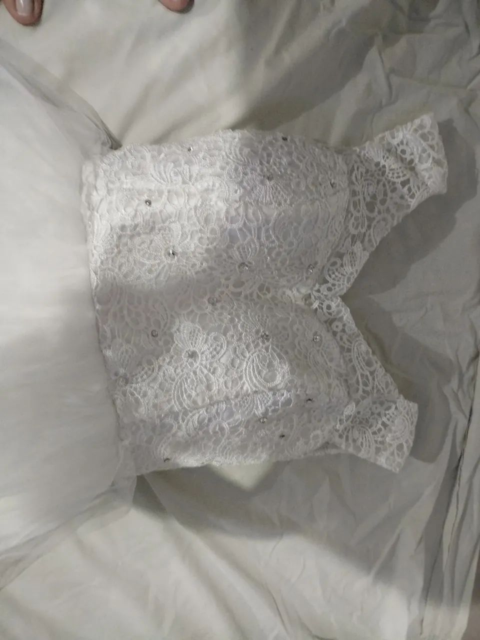 Vestido de Noiva Princesa Branco com Renda - Feito a mão  - Foto 5