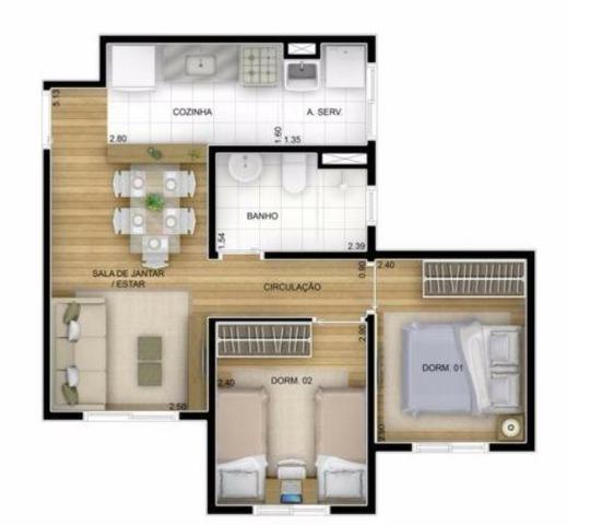 Apartamento em guarulhos fatto reserva vila rio 45mts 2dorm 1vaga lazer completo - Foto 3