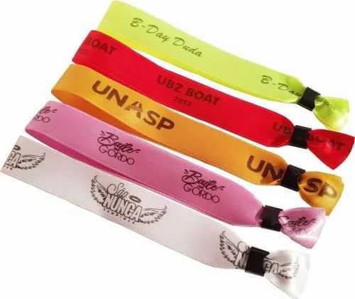 Pulseiras de cetim personalizada com pino lacre para eventos identificação kit com 100 pçs