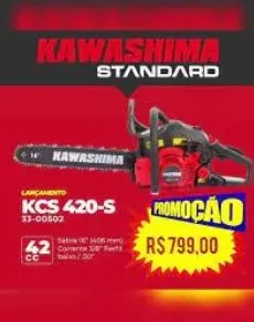 Motosserra KCS380P À Gasolina 37,2cc 2T Com Sistema Antivibração + Corrente  57 Elos e Sabre 16 Pol - Kawashima - Motosserra - Magazine Luiza