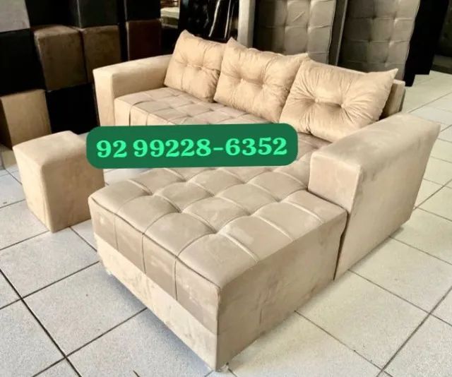 Sofá com puff a pronta entrega 