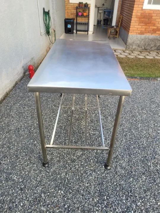 Mesa Inox 430 - 1,6m (1,6 metros) - Com paneleiro - Foto 4