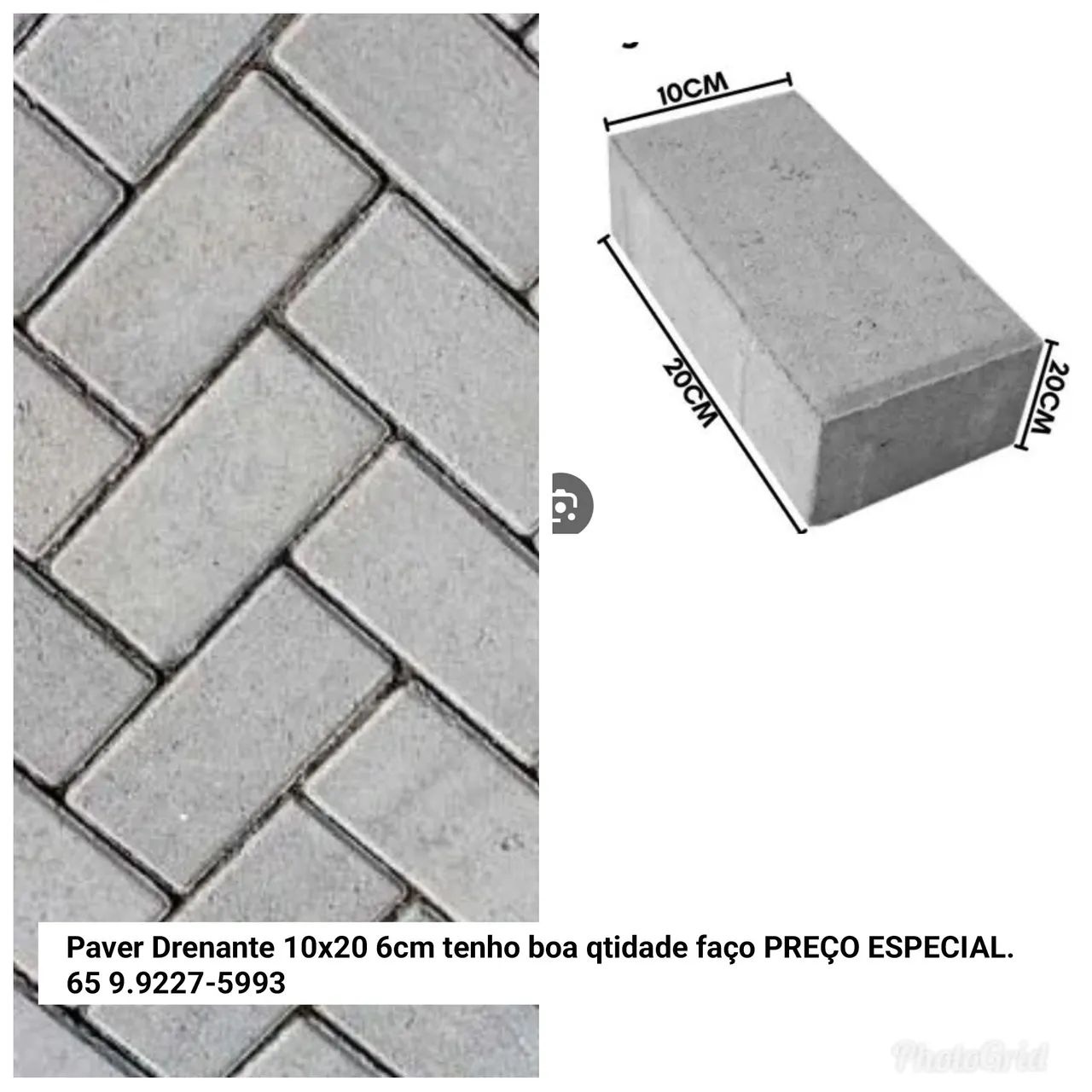 PAVER DRENANTE 10X20 6CM NOVO