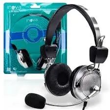 Fone HeadSet PC com Microfone P2 Duplo Haste Mic. Ajustável - fon-8679