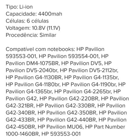 Bateria  Hp DV Pavilion e outros Veja a segunda foto. - Foto 2