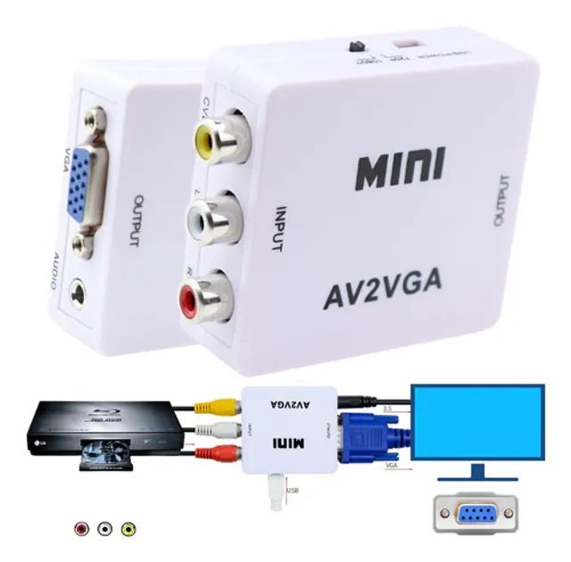 Mini Conversor Vídeo Composto, 3 RCA, AV Para VGA em São Luís ma 