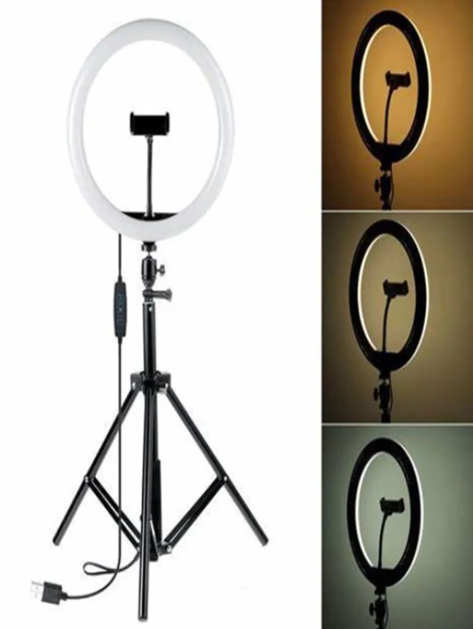Ring Light Led celular selfie Iluminador 26cm 10 Polegadas Completo Tripé 210cm - Foto 5