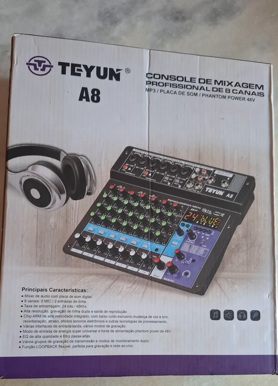 Mesa de Som Teyun A8 Profissional 8 Canais