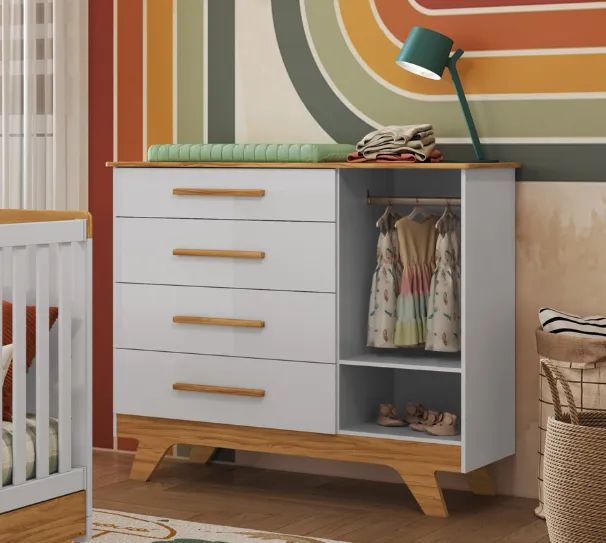 Comoda Infantil Retro Lisa, 100% MDF - Peroba  - Foto 2