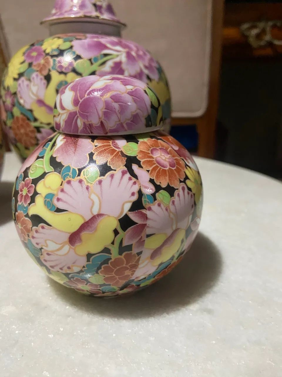 Kit de 3 potiches chineses tema floral - Foto 4