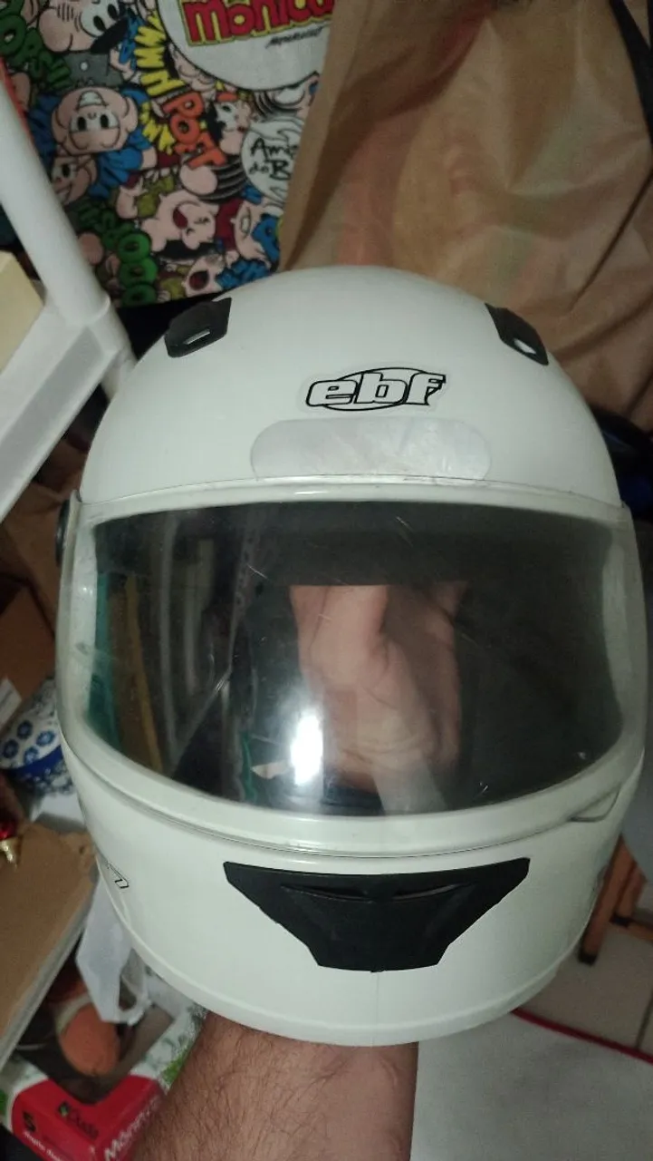 Capacete EBF Branco com Visor Pra vender rápido