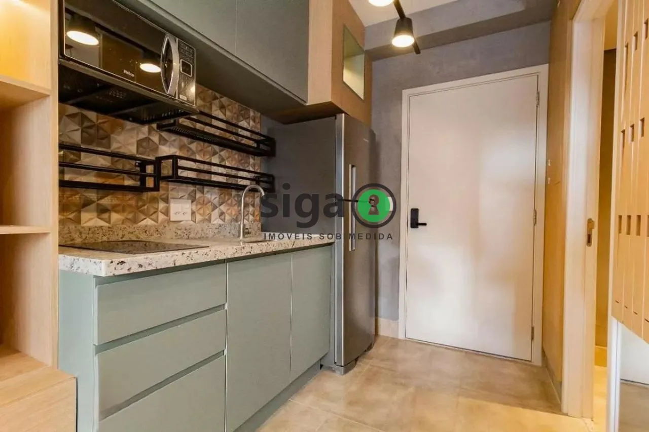 Studio MOBILIADO para locação com 25m²,1 quarto sem vaga no Brooklin, ao lado da estação d