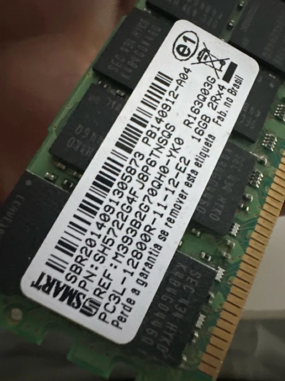 Servidor Memória RAM SMART 16GB DDR3 PC3L-12800R