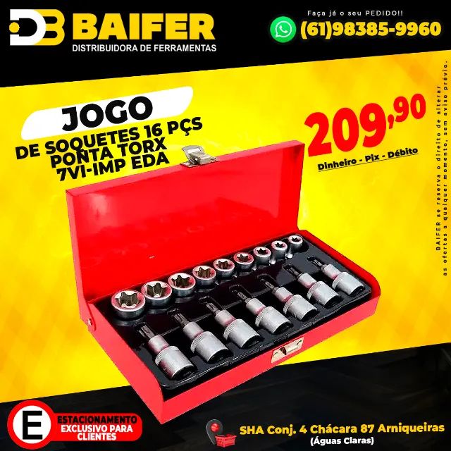 Jogo de Soquetes 16 Pçs Ponta Torx 7vi-imp Eda