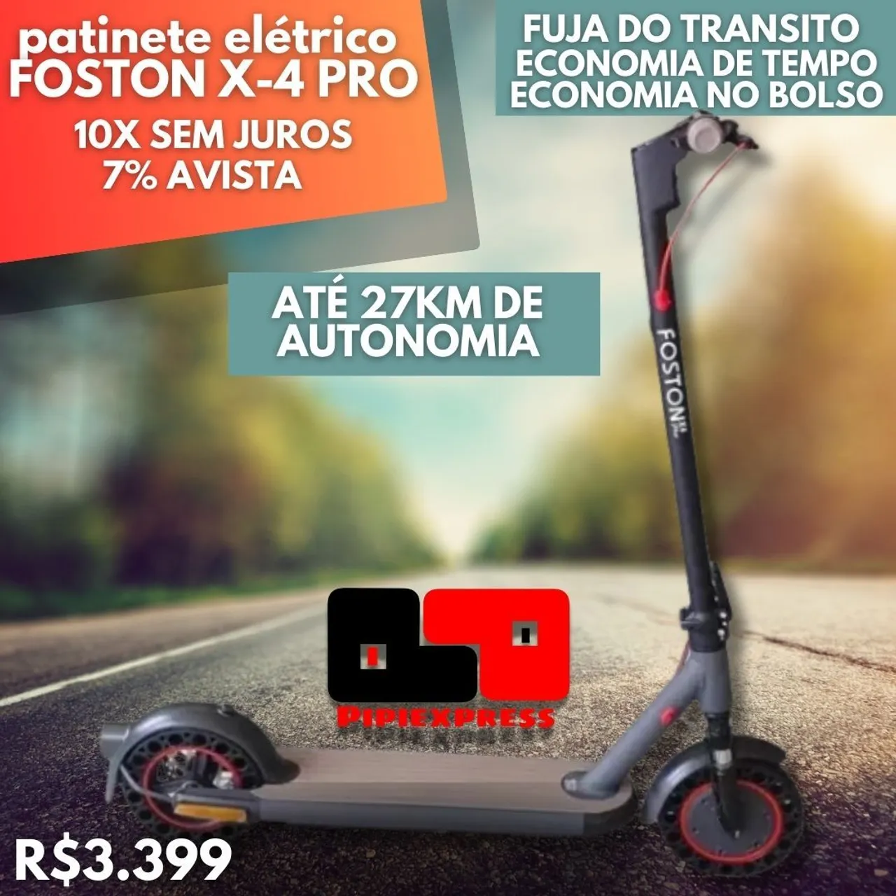 Patinete Elétrico Foston X-4 Pro - Autonomia de 27km