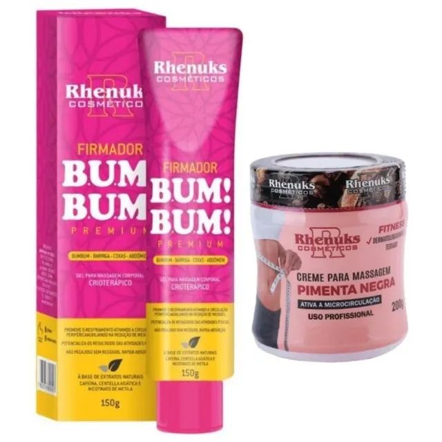 0KIT BUMBUM PERFEITO - 2 Gel PIMENTA NEGRA + 1 FIRMADOR BUMBUM PREMIUM - Rhenuks